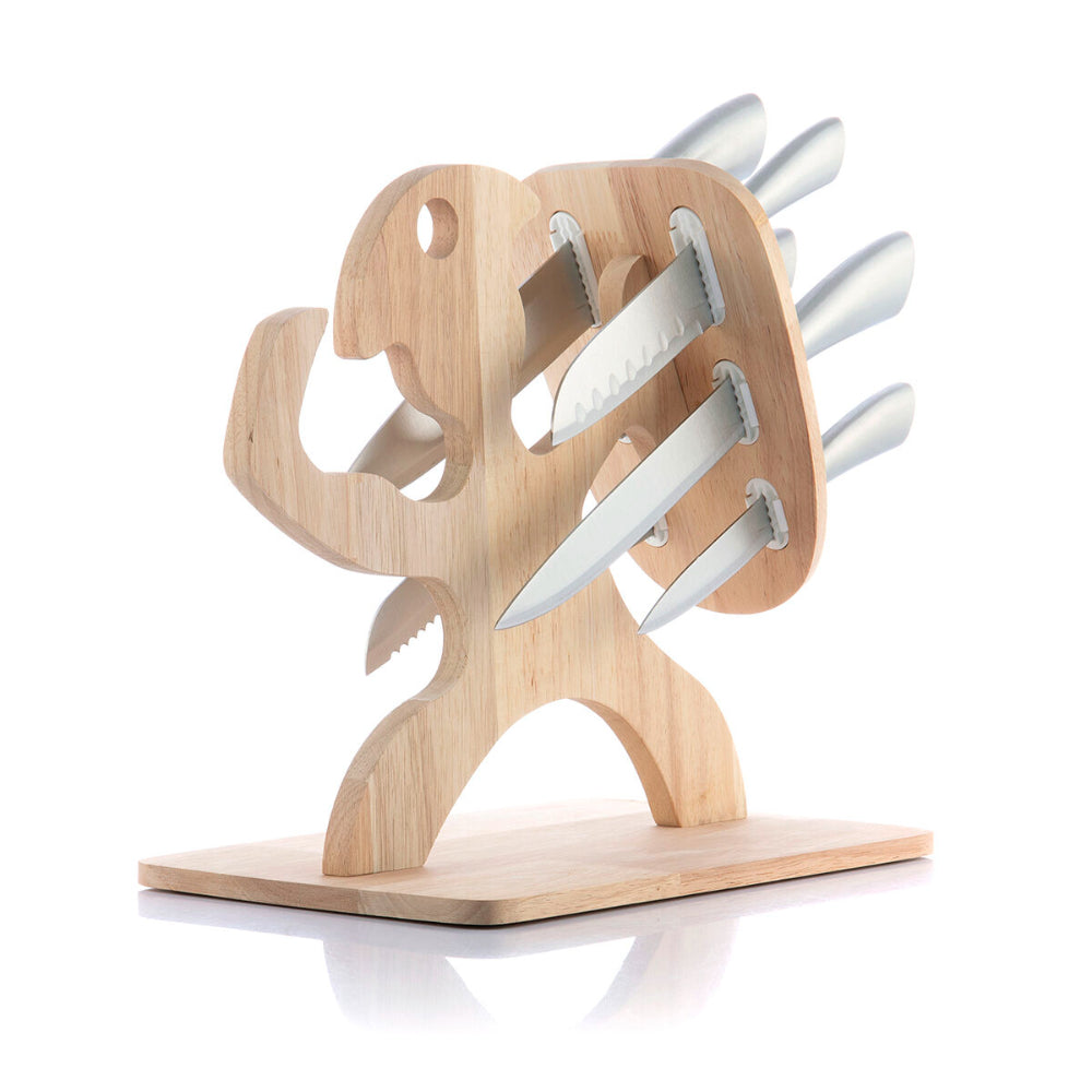 InnovaGoods 7PC Knife Set with Spartan Wooden Base